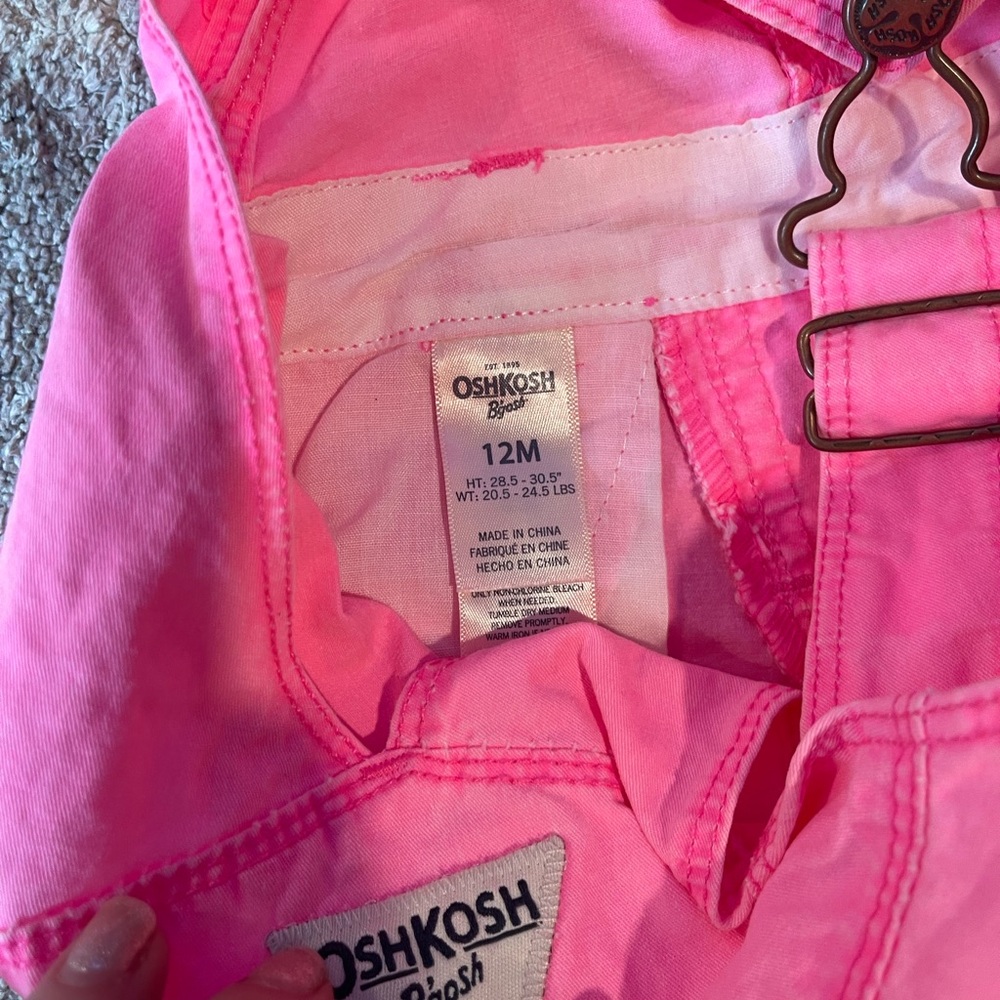 OshKosh B'gosh Vibrant Pink Kids Overalls - Picture 3 of 3